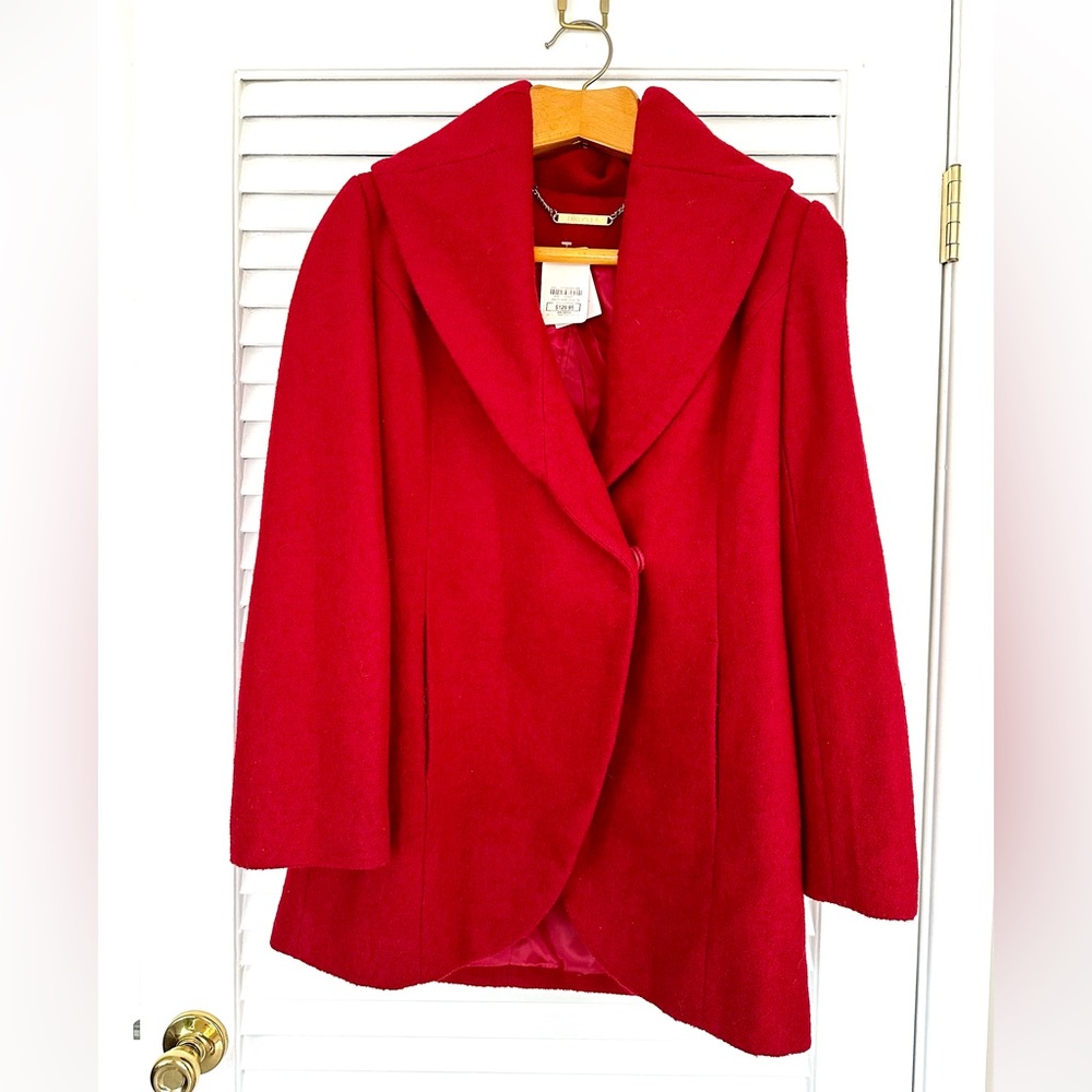 IMAN Women's Red Wool Pea Coat